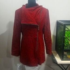 NWOT Wool coat asymmetrical collar flattering cut